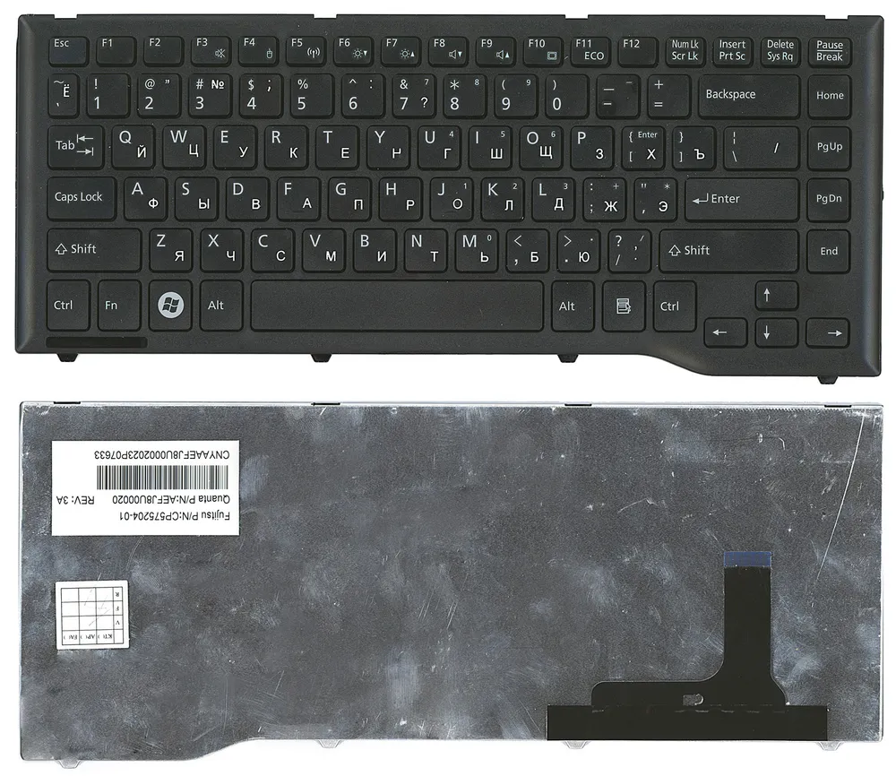 Клавиатура для ноутбуков Fujitsu Siemens Lifebook LH532 Series, Русская, Чёрная, p/n: AEFJ