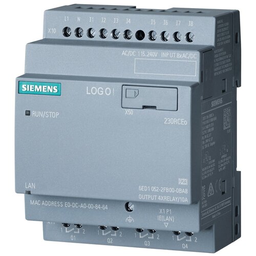 Микроконтроллер Siemens LOGO! 230RCEO, 115В-230В, 8DI 4DO, без дисплея, 6ED10522FB080BA1